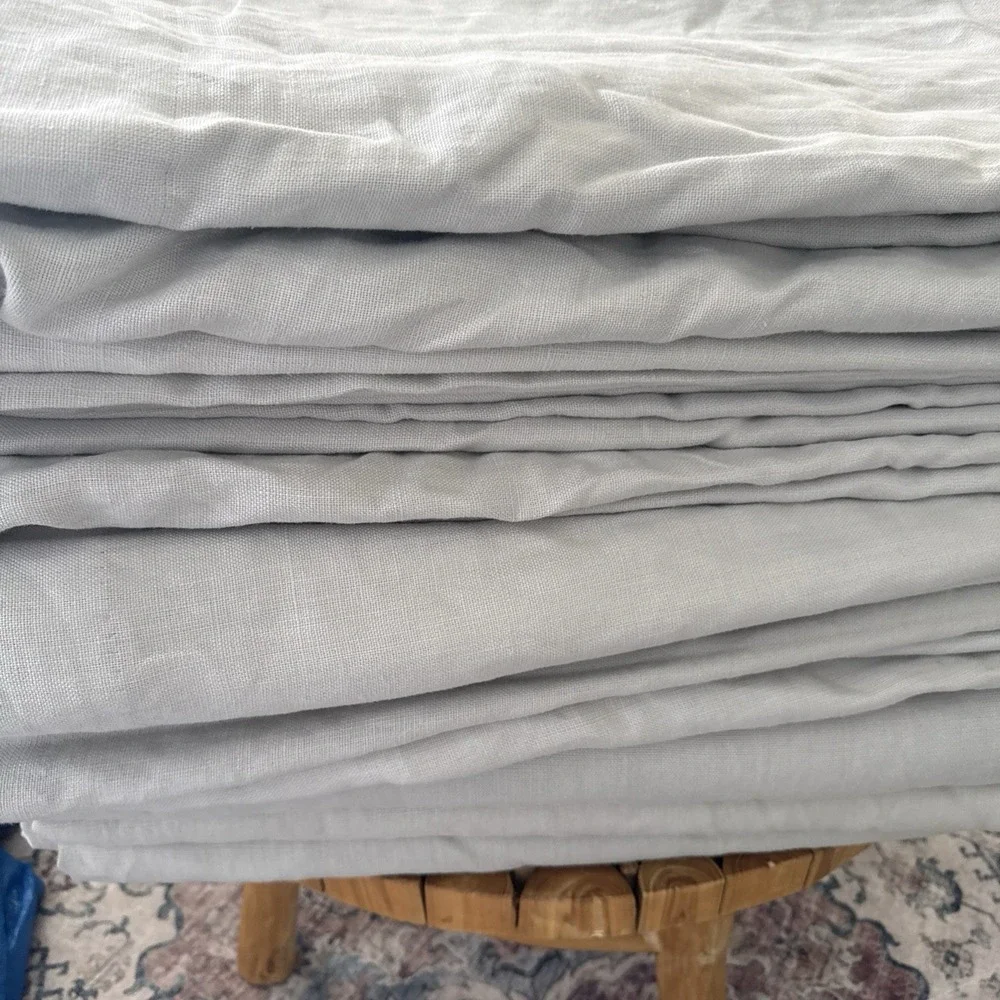 Restoration Hardware Linen Curtains Mist Belgian Heavyweight Textured 100x120 x2